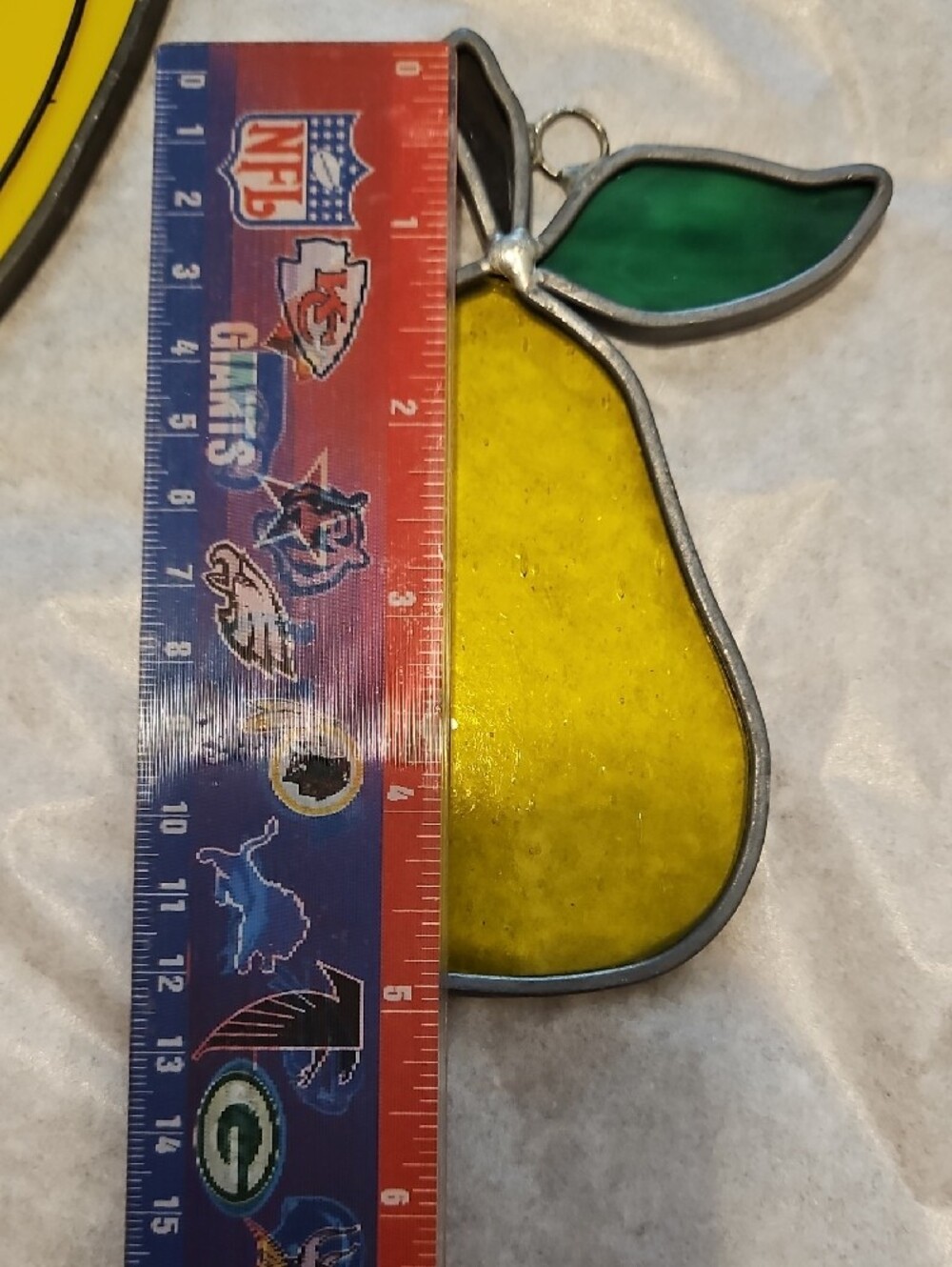 Stained Glass Fruit Trio - Red Apple, Yellow Banana & Pear, Green Leaves - Picture 6 of 12